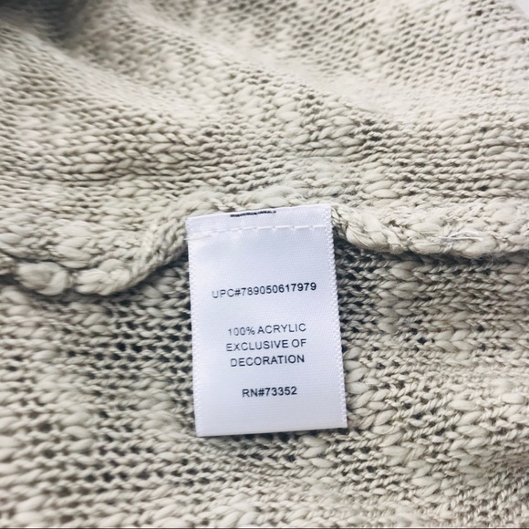 Knit Tan White Lace Hem Knit Pullover Crew Neck Sweater Top Size XS - Picture 7 of 11